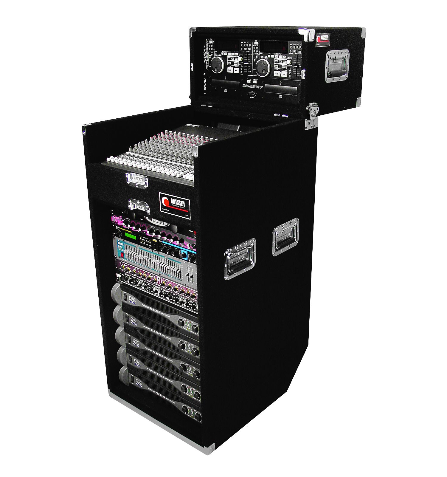 11U Top Slanted 17U Bottom Vertical Pro Carpet Combo Tilt Rack