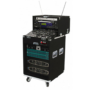 Slanted 8U Top Sliding 4U Bottom 12U Carpet Combo Rack Case with Wheels