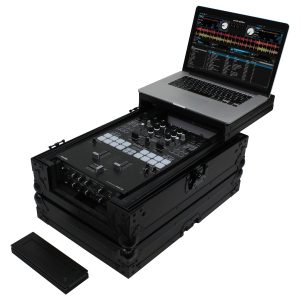 Black Low Profile Universal 10" Format DJ Mixer Case with Glide Platform and LED Panel