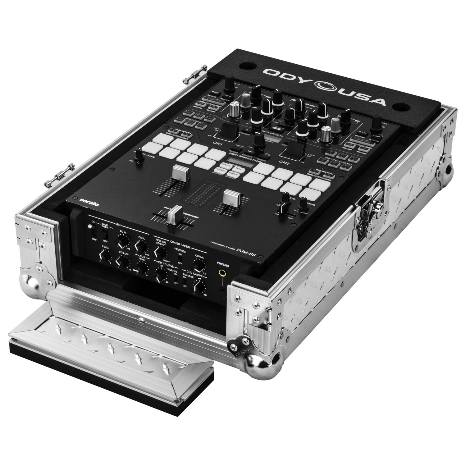 Universal 10-inch Format Extra Deep Silver Diamond Plated DJ Mixer Case