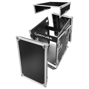 11U Top Slanted 12U Vertical Pro Combo Rack with Side Table and Casters