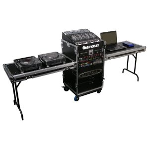 11U Top Slanted 16U Vertical Pro Combo Rack with Two Side Tables and Casters
