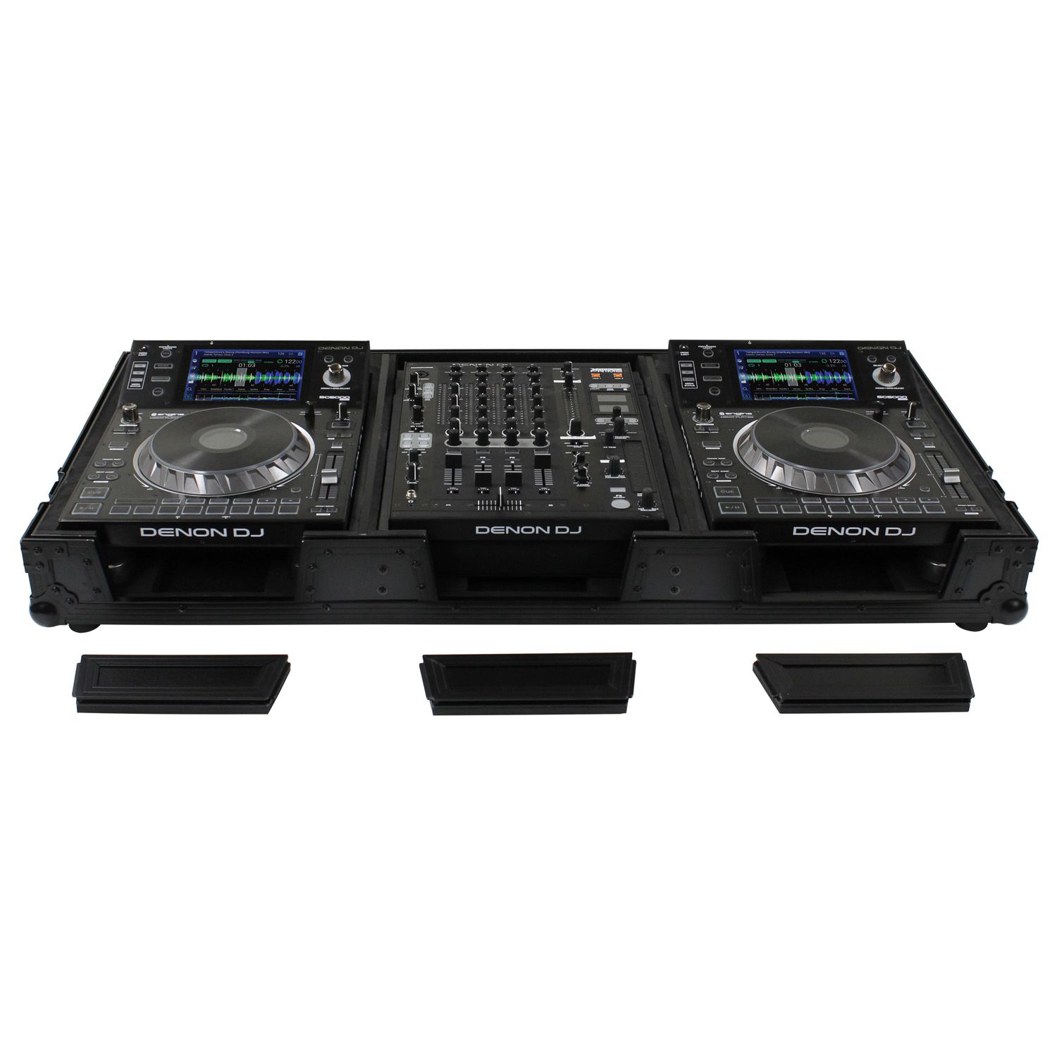 Black 12" Format DJ Mixer and Two Large Format Media Players Coffin Flight Case with Extra Deep Rear Compartment - Image 2