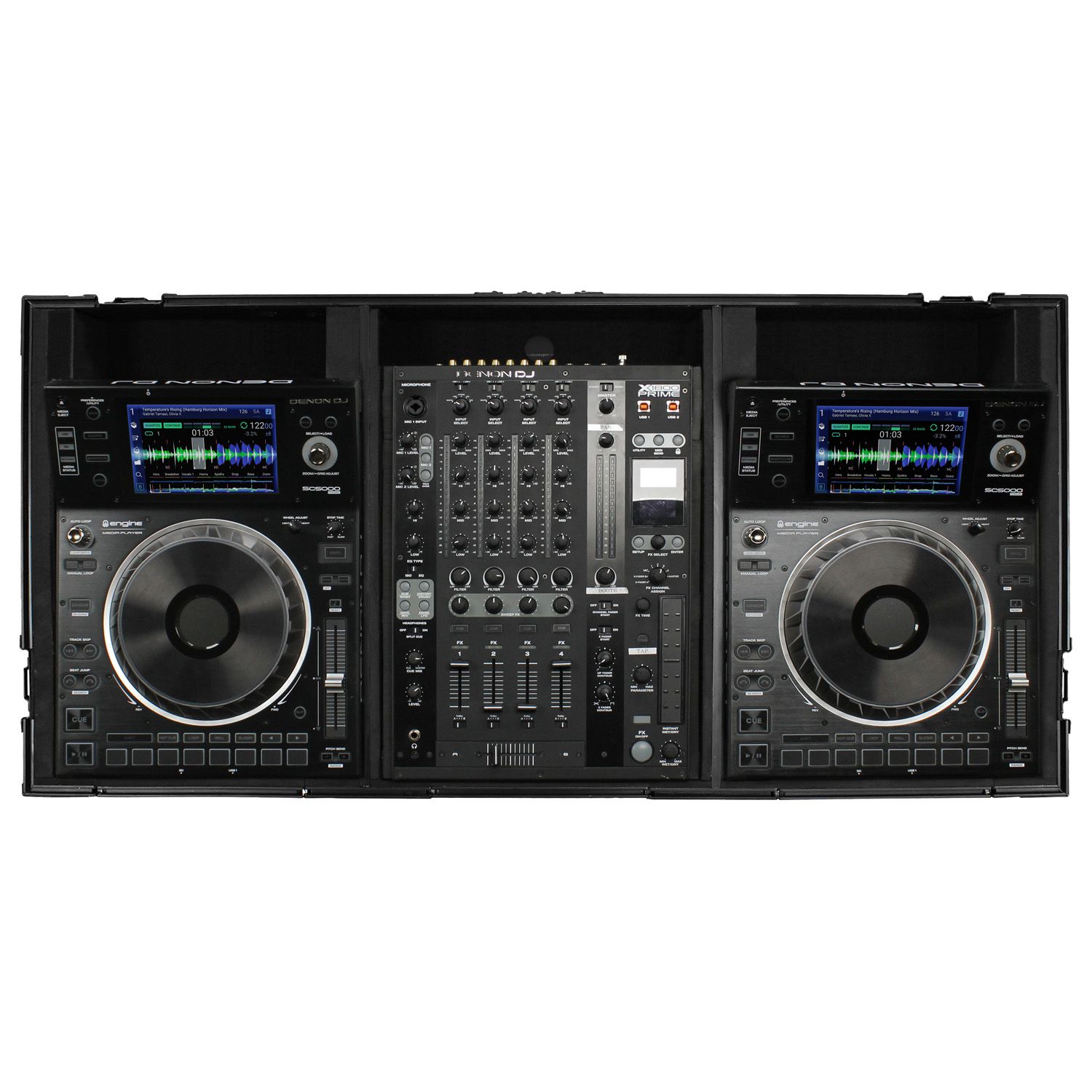 Black 12" Format DJ Mixer and Two Large Format Media Players Coffin Flight Case with Extra Deep Rear Compartment - Image 8