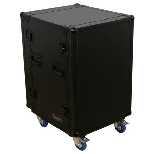 Black 16U Pro Amp Rack with Casters