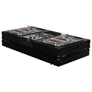 Black 10" Format DJ Mixer and Two Battle Position Turntables Flight Coffin Case