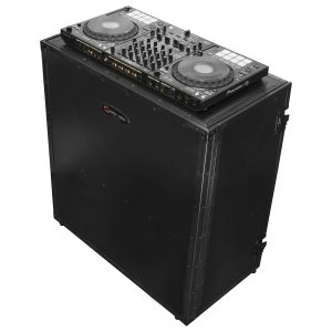 33" Wide x 36" Tall Black Two-Tier DJ Fold-out Stand