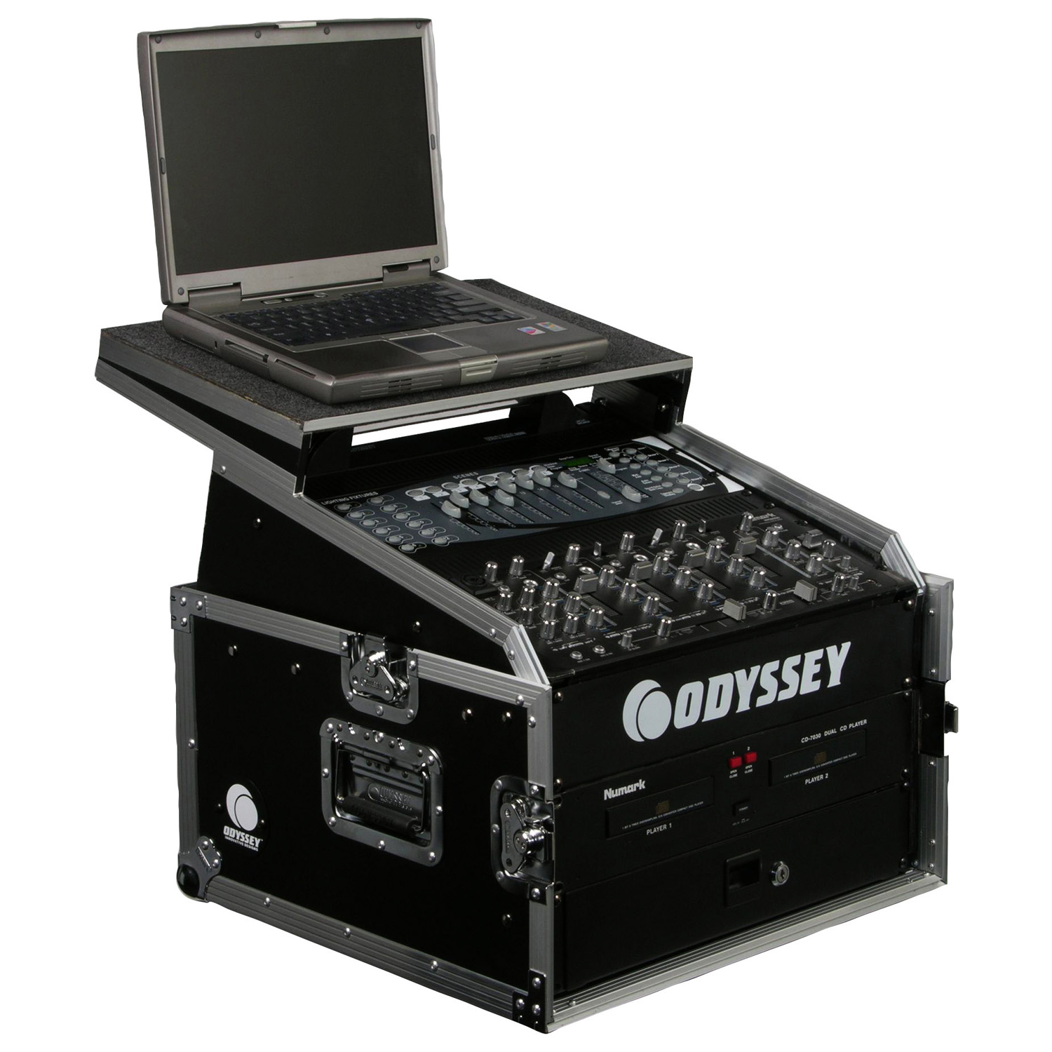 10U Top Slanted 4U Bottom Vertical Pro Combo Rack with Glide Platform