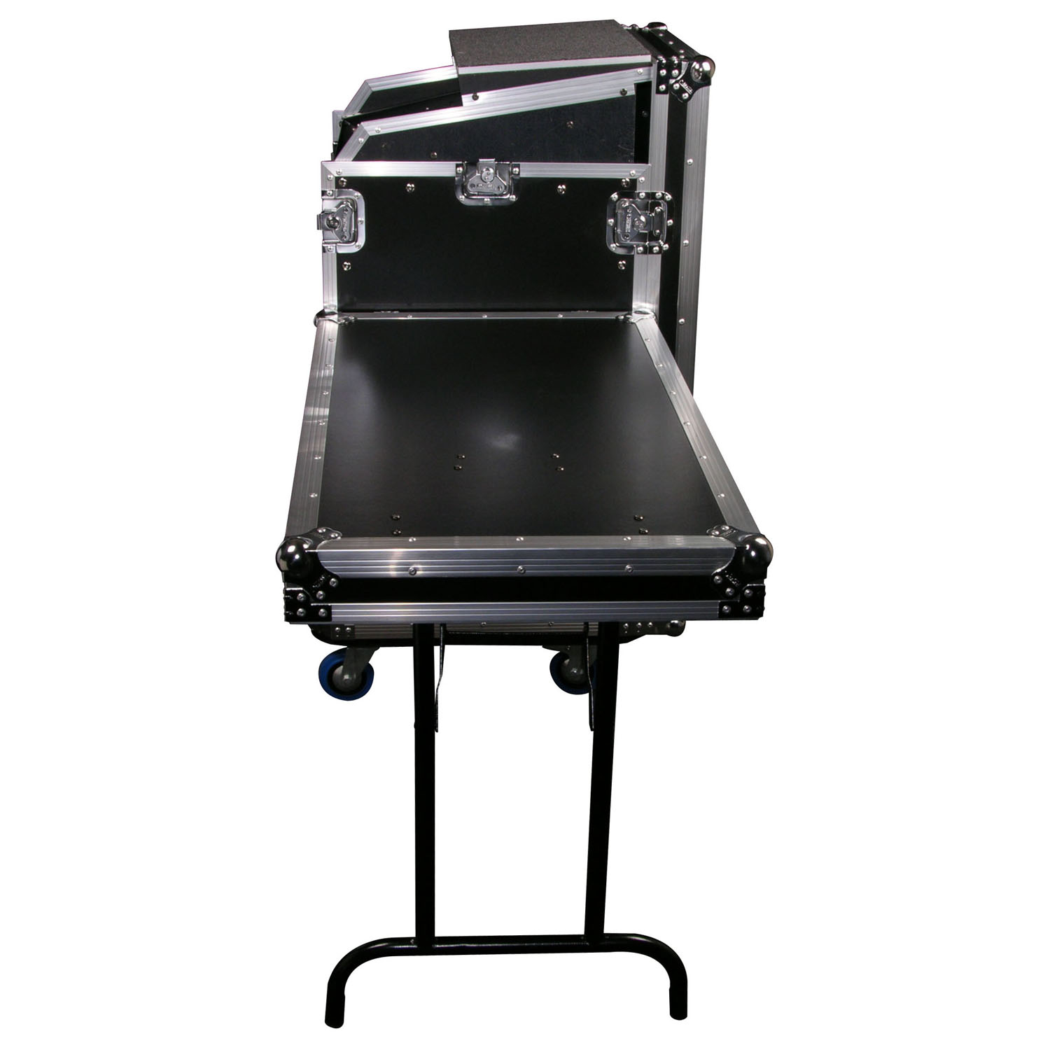 Deluxe 11U Top Slanted 16U Bottom Vertical Pro Combo Rack with Casters, Side Table, and Glide Platform - Image 6