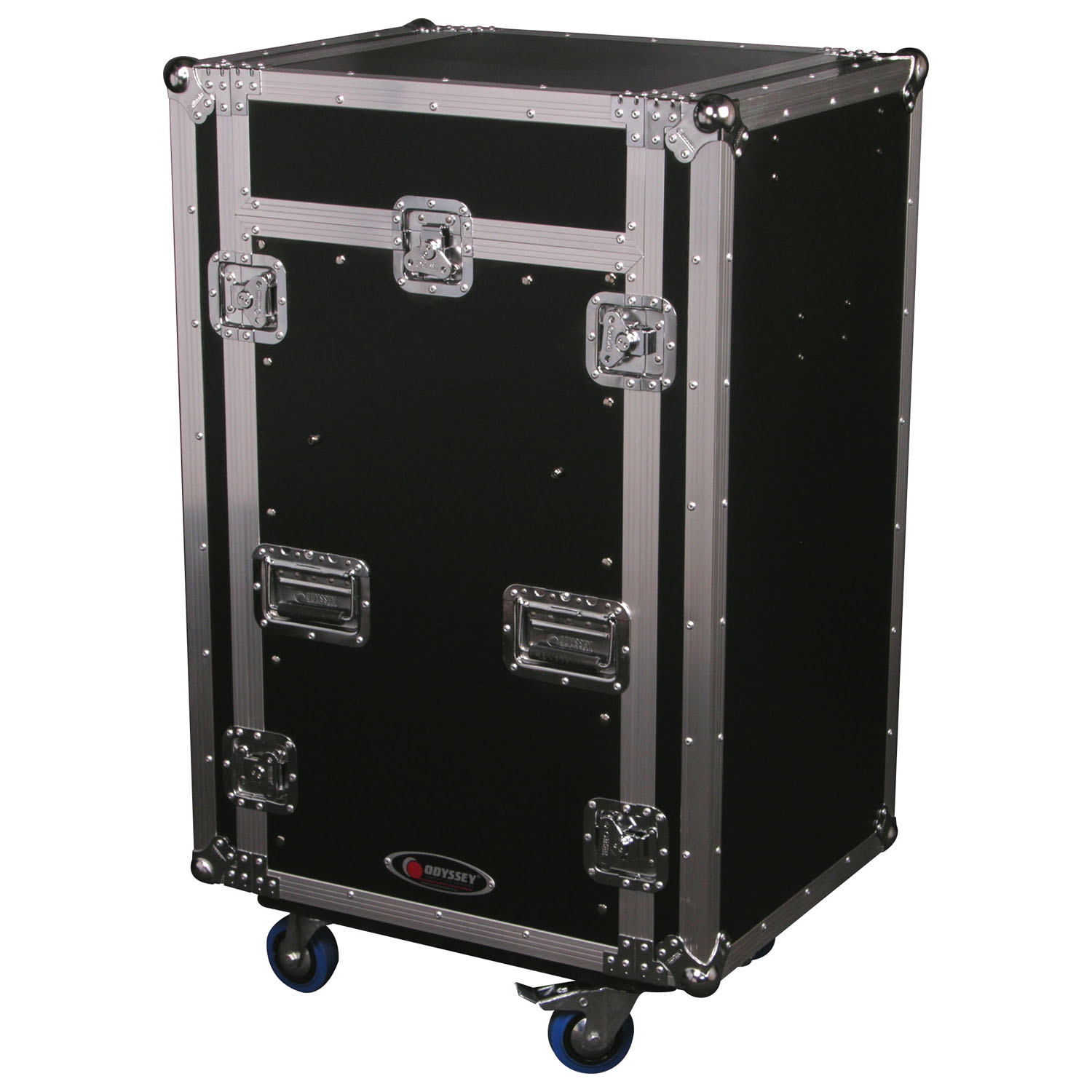 Deluxe 11U Top Slanted 16U Bottom Vertical Pro Combo Rack with Casters, Side Table, and Glide Platform - Image 7