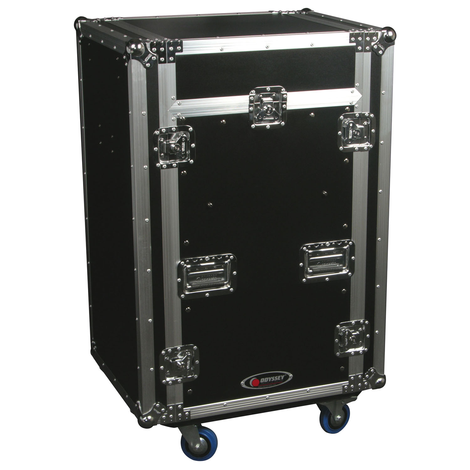 Deluxe 11U Top Slanted 16U Bottom Vertical Pro Combo Rack with Casters, Side Table, and Glide Platform - Image 8