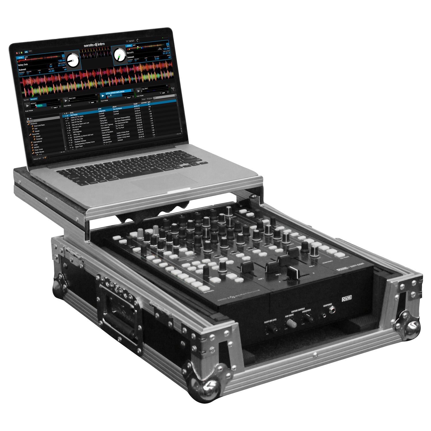 Universal Low Profile 12" Format DJ Mixer Flight Case with Glide Platform - Image 2