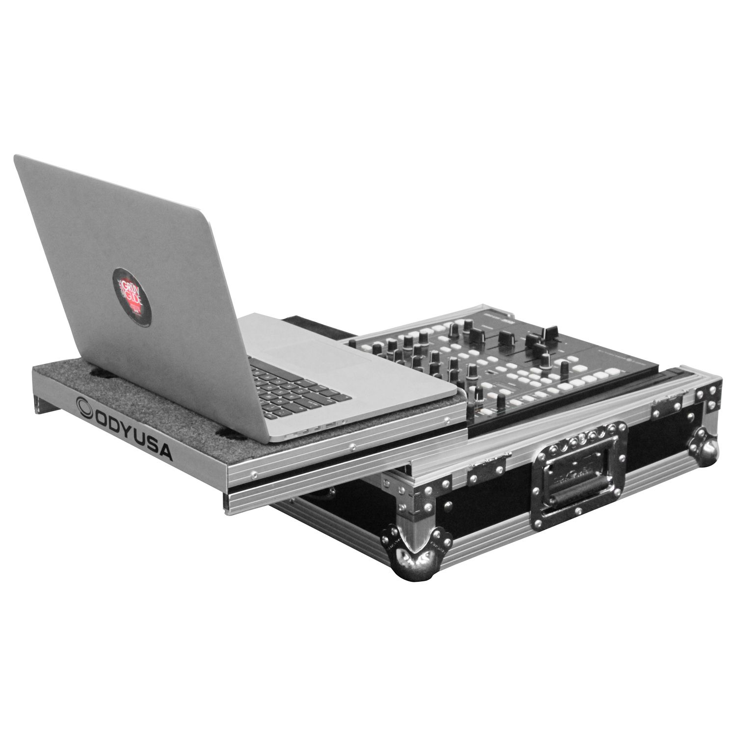 Universal Low Profile 12" Format DJ Mixer Flight Case with Glide Platform - Image 3
