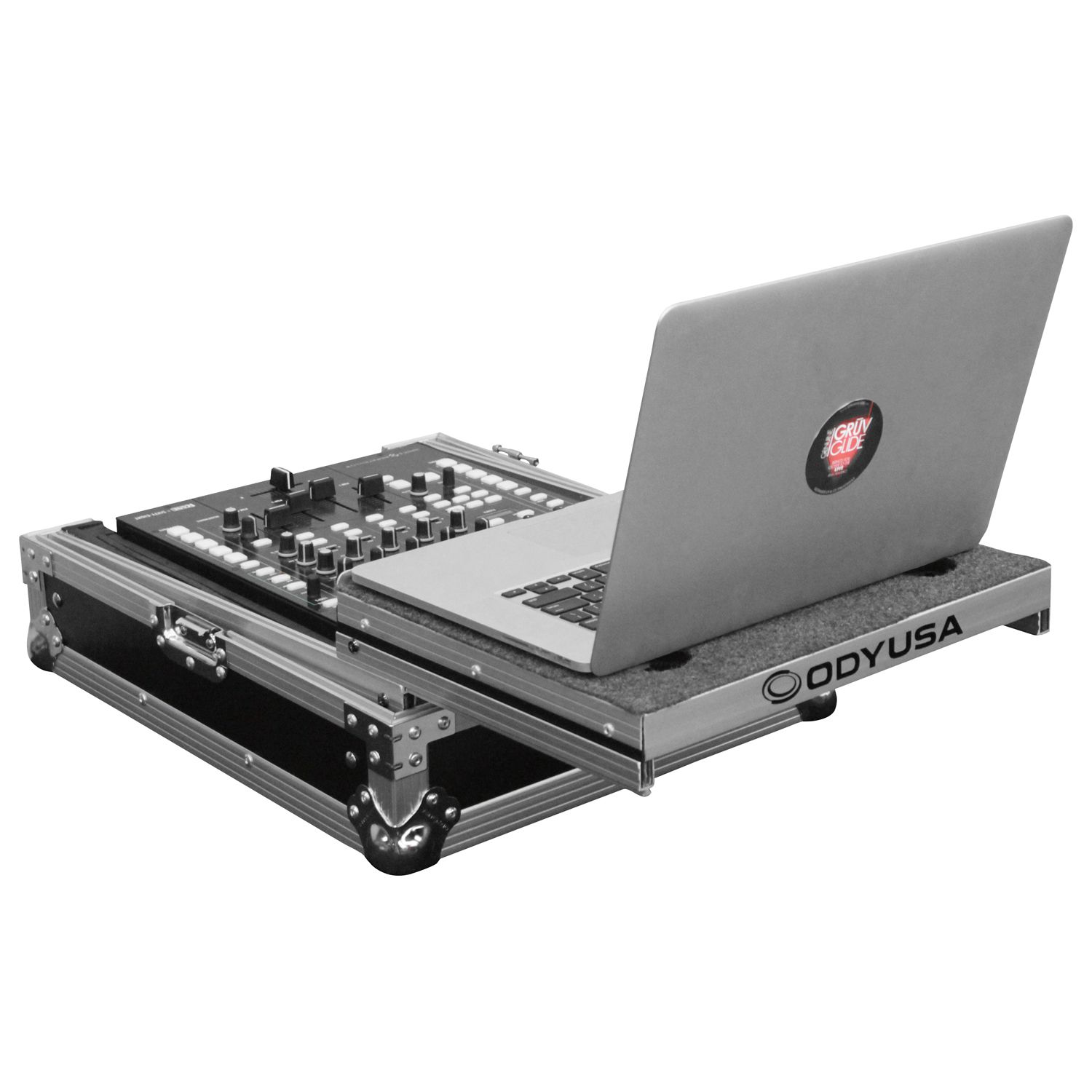 Universal Low Profile 12" Format DJ Mixer Flight Case with Glide Platform - Image 4