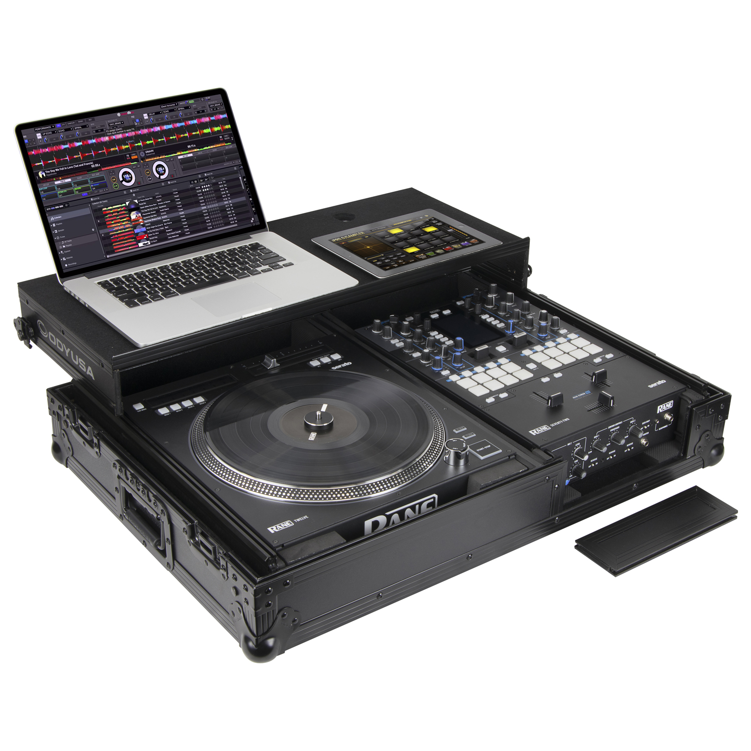 Black Reversible Compact Rane Twelve and Rane Seventy / Seventy-Two Battle DJ Coffin Flight Case with Glide Platform - Image 3