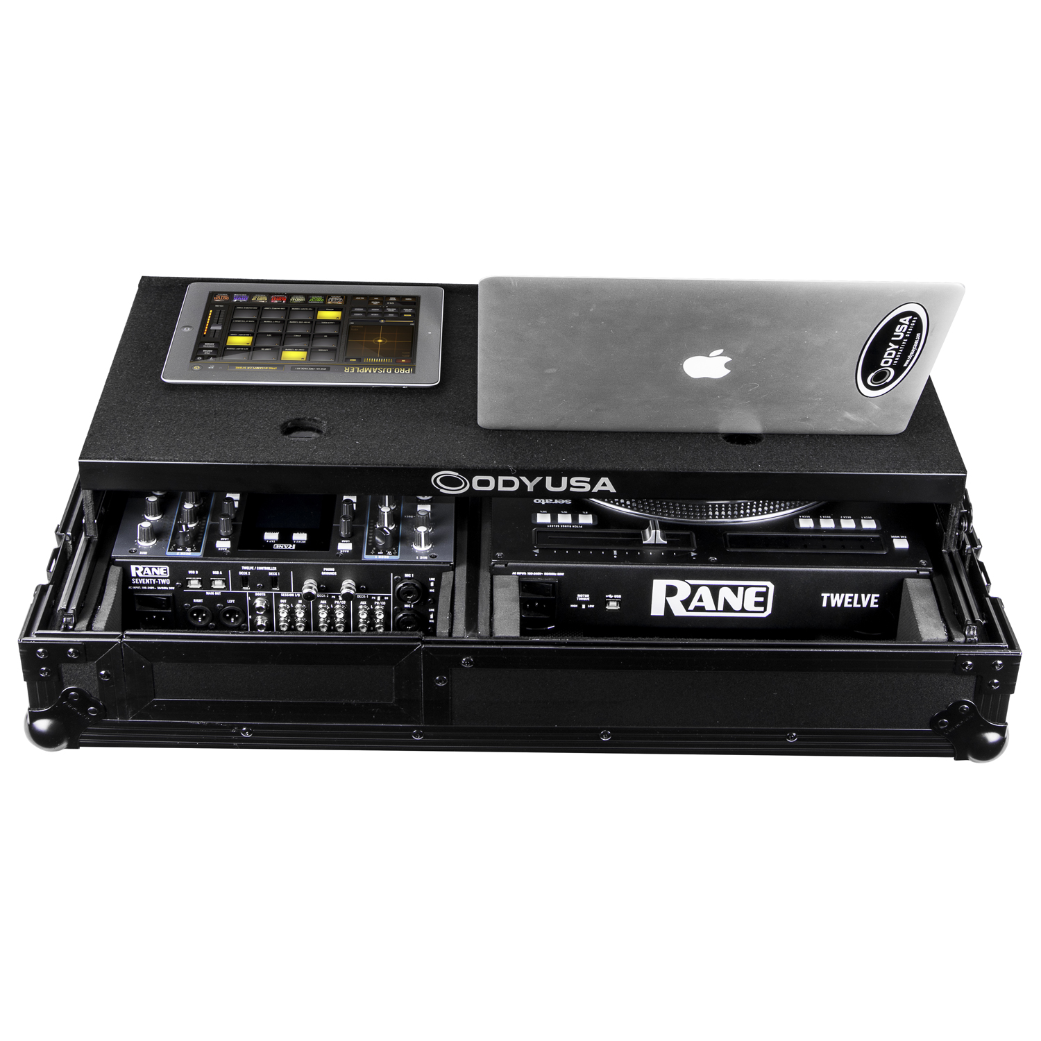 Black Reversible Compact Rane Twelve and Rane Seventy / Seventy-Two Battle DJ Coffin Flight Case with Glide Platform - Image 4