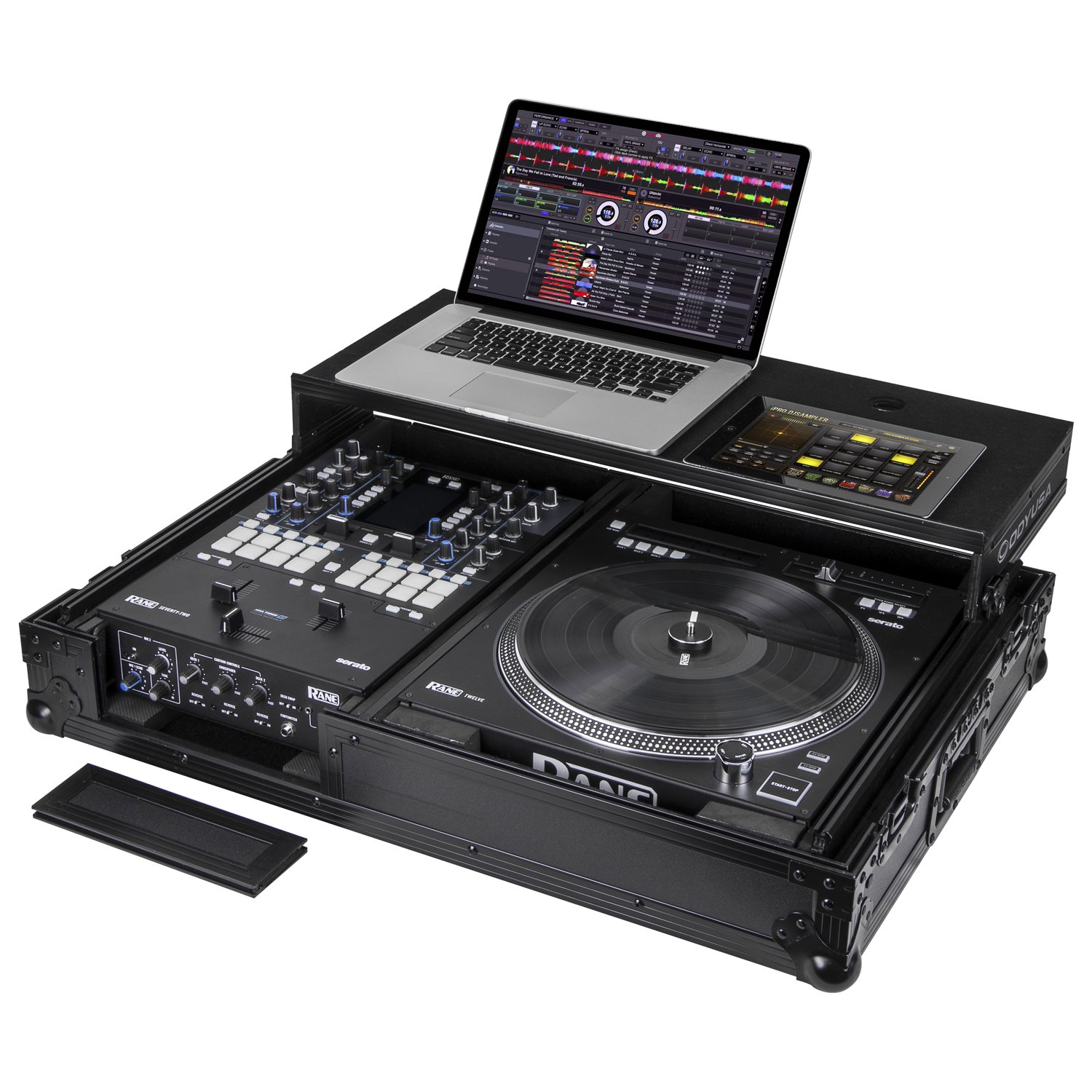Black Reversible Compact Rane Twelve and Rane Seventy / Seventy-Two Battle DJ Coffin Flight Case with Glide Platform - Image 7