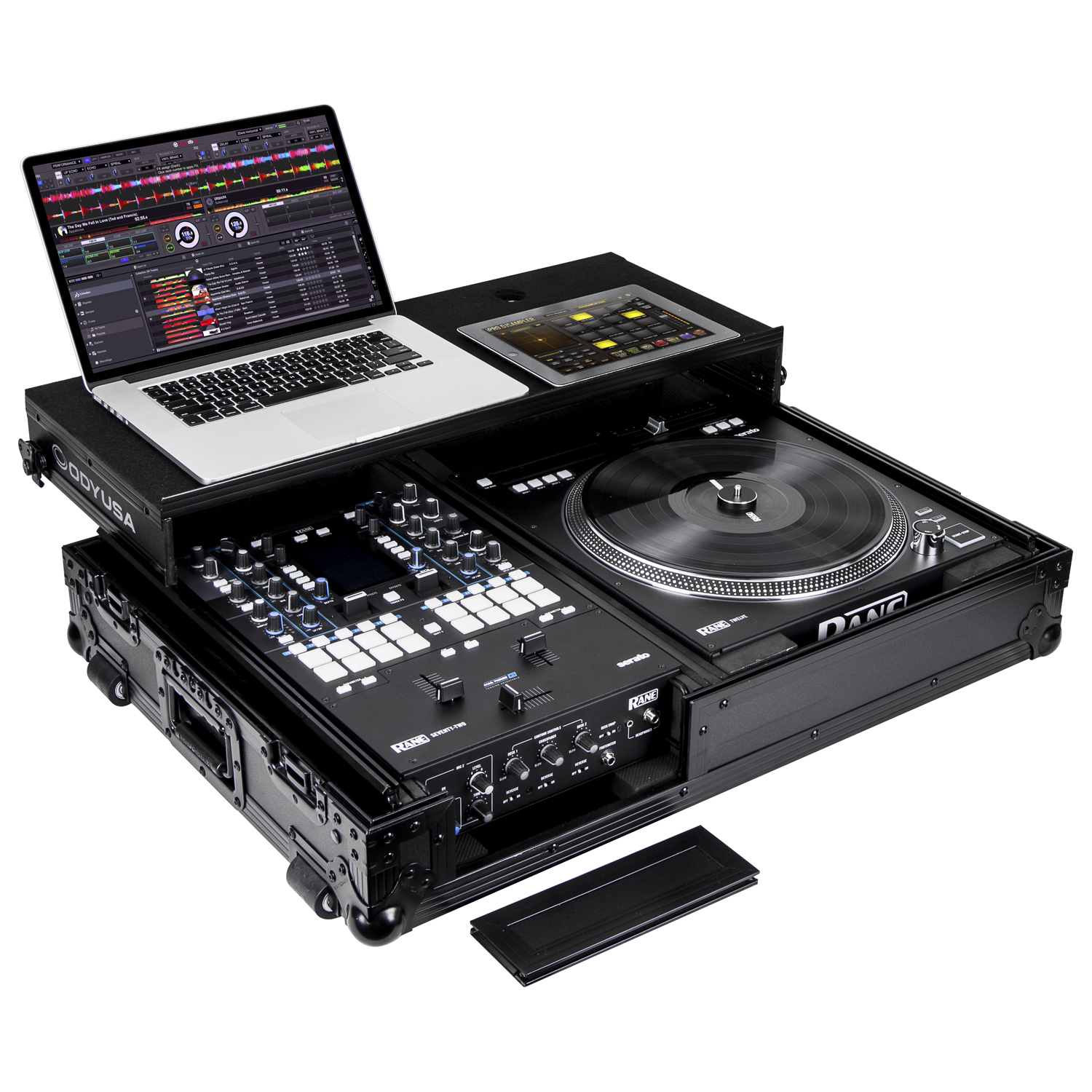 Black Reversible Compact Rane Twelve and Rane Seventy / Seventy-Two Battle DJ Coffin Flight Case with Glide Platform - Image 9
