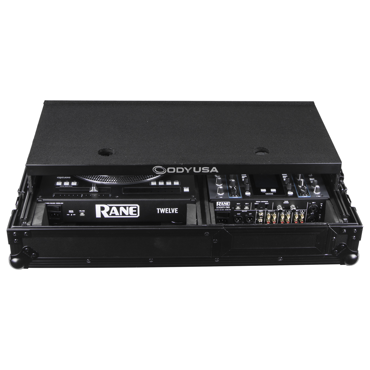 Black Reversible Compact Rane Twelve and Rane Seventy / Seventy-Two Battle DJ Coffin Flight Case with Glide Platform - Image 10