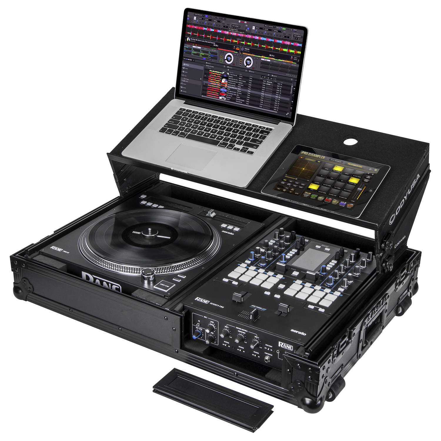 Black Reversible Compact Rane Twelve and Rane Seventy / Seventy-Two Battle DJ Coffin Flight Case with Glide Platform - Image 18