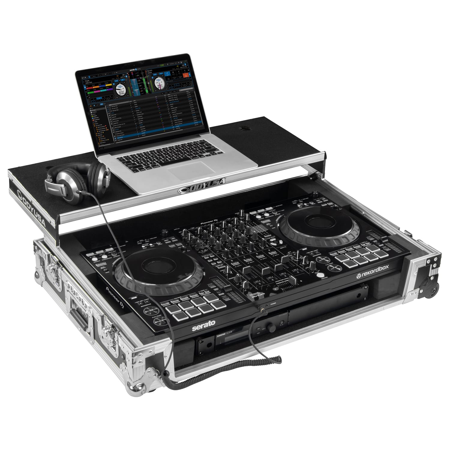 Odyssey DDJ-FLX10 1U Flight Case with Glide Style Laptop Platform and Corner Wheels - Image 2