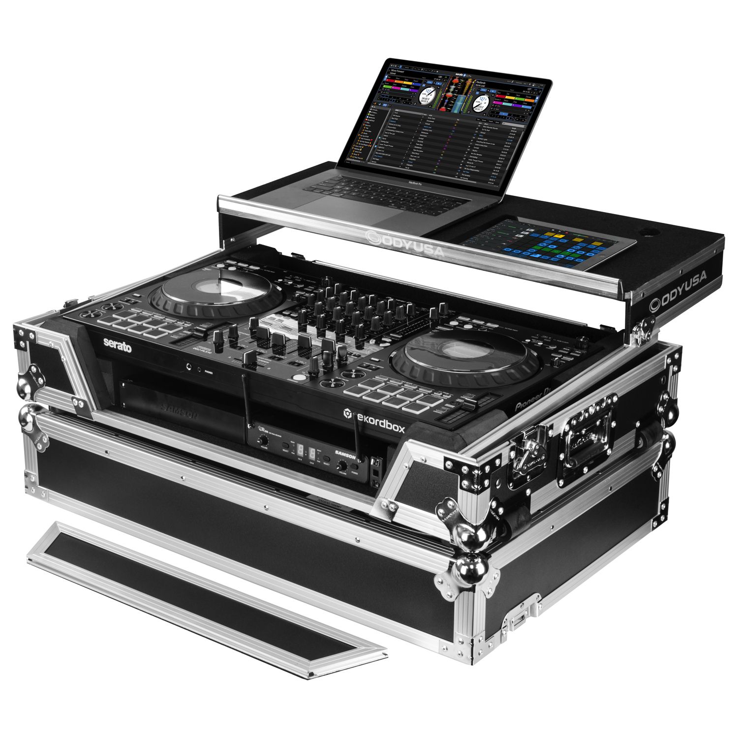 Pioneer DJ DDJ-FLX10 1U Flight Case with Glide Style Laptop Platform and Wheels