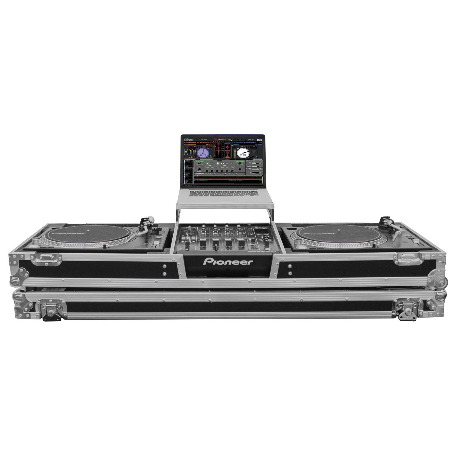 DJ Coffin For 2 Turntables In Standard Position & A 12" Format DJ Mixer Flight Zone Low Profile Glide Style Series - Image 2