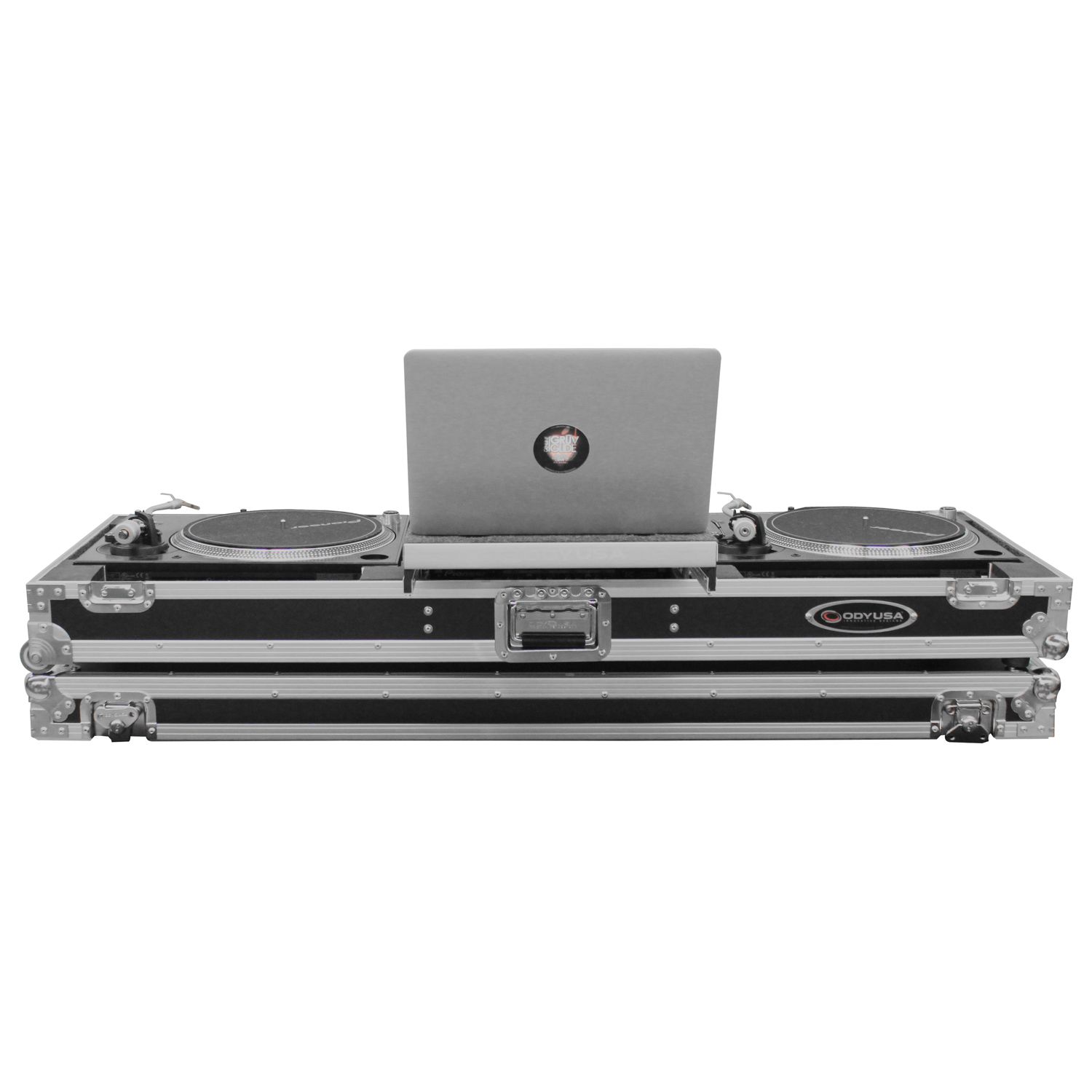 DJ Coffin For 2 Turntables In Standard Position & A 12" Format DJ Mixer Flight Zone Low Profile Glide Style Series - Image 4