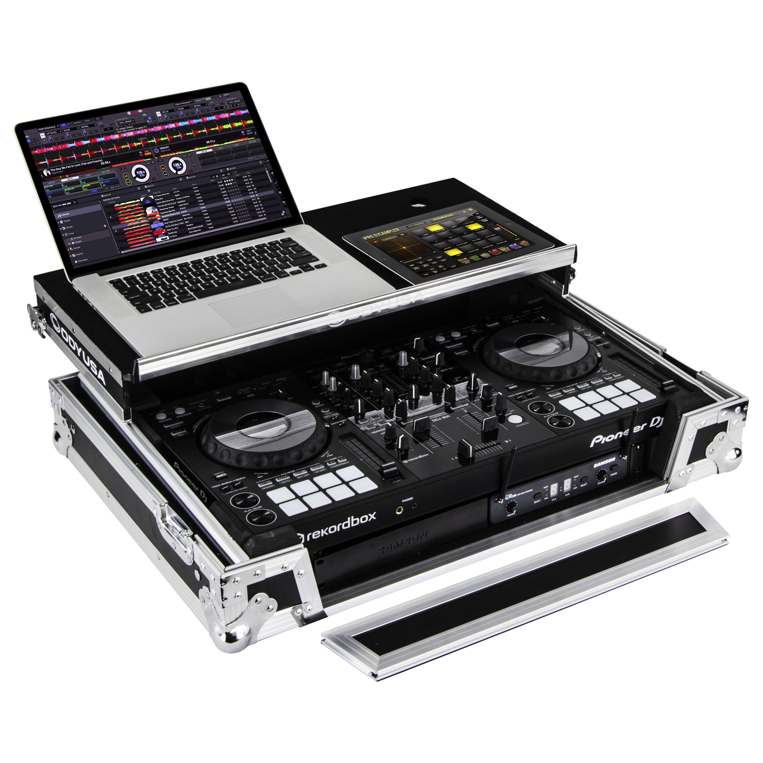 Pioneer DDJ-800 / XDJ-RR Flight Case with Bottom 1U Rack Space and Glide Platform - Image 3