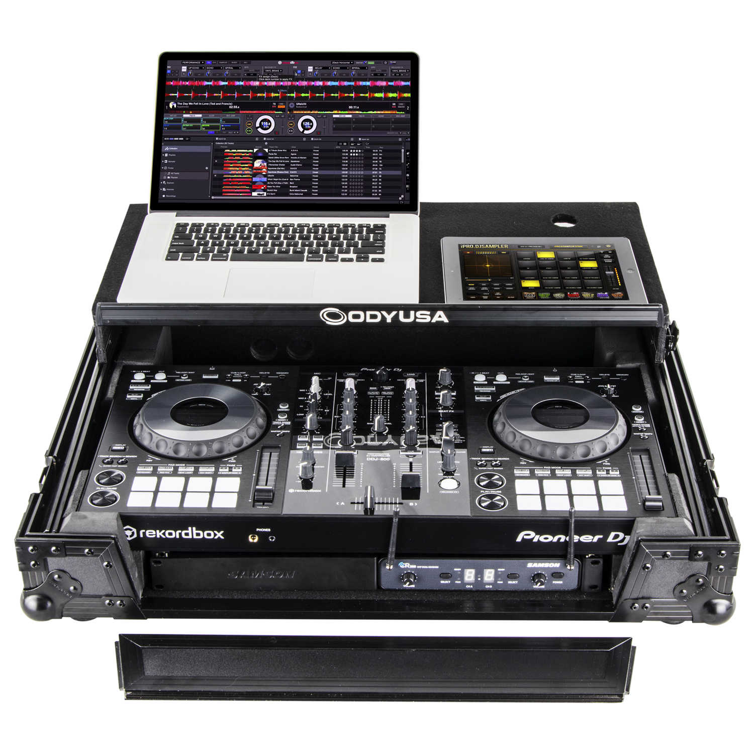 Black Pioneer DDJ-800 Flight Case with Bottom 1U Rack Space and Glide Platform - Image 2