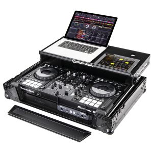 Black Pioneer XDJ-RR Bottom 1U Rack Space Flight Case with Glide Platform