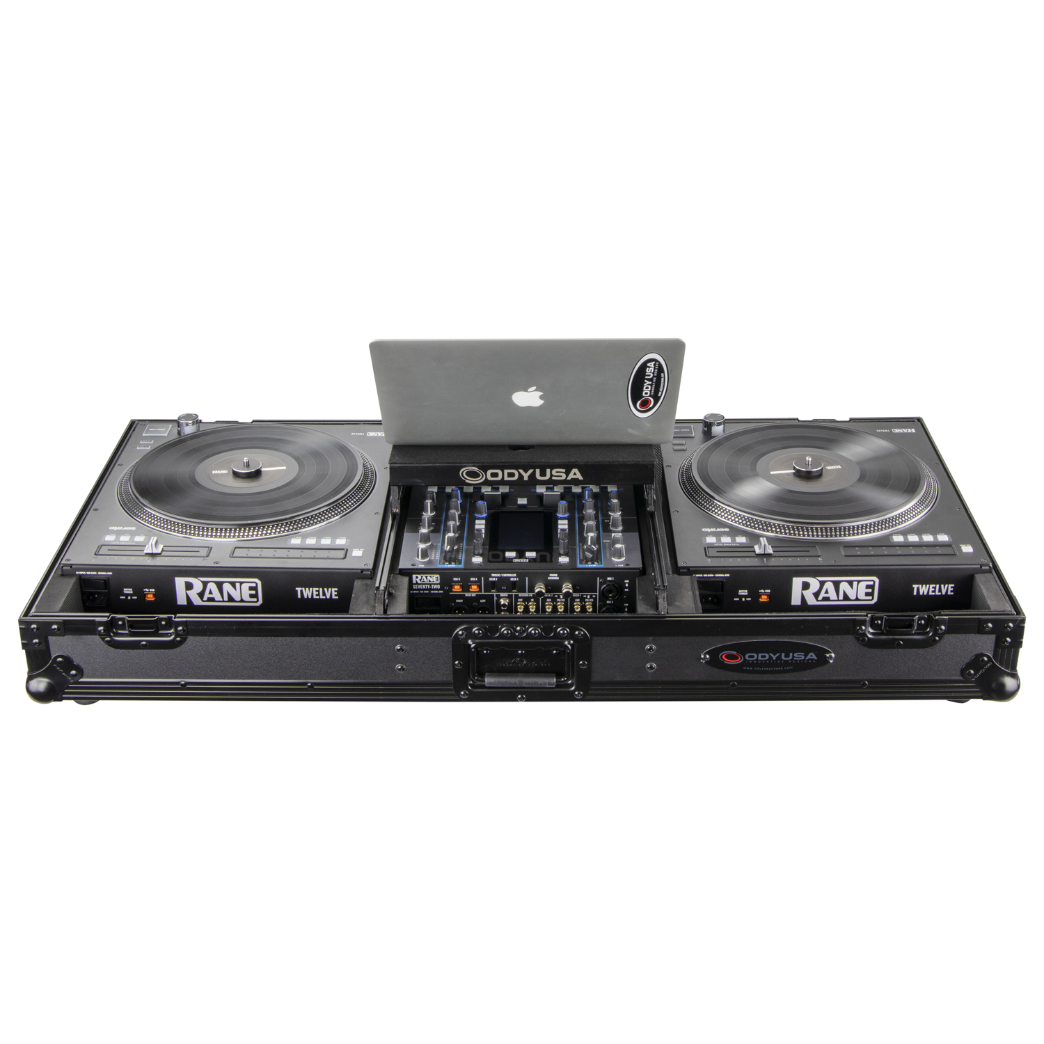Black Low Profile Rane Twelve and Rane Seventy / Seventy-Two Coffin Flight Case with Glide Platform - Image 4