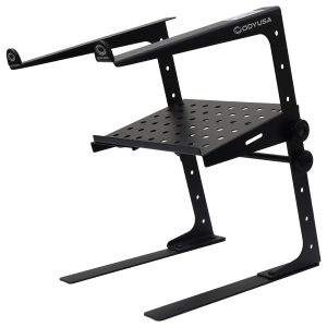 Black L-Stand with Table/Case Clamps and Detachable Accessory Tray Combo Package