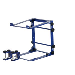 DESIGNER DJ&trade; SERIES NAVY L STAND MOBILE FOLDING LAPTOP/GEAR STAND WITH TABLE/CASE CLAMPS