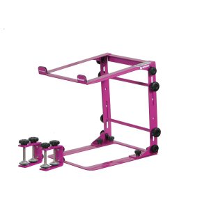 DESIGNER DJ&trade; SERIES PINK L STAND MOBILE FOLDING LAPTOP/GEAR STAND WITH TABLE/CASE CLAMPS