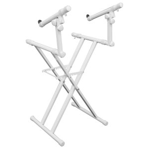 White Heavy-Duty Two Tier X-Stand for DJ Coffins and Controller Cases