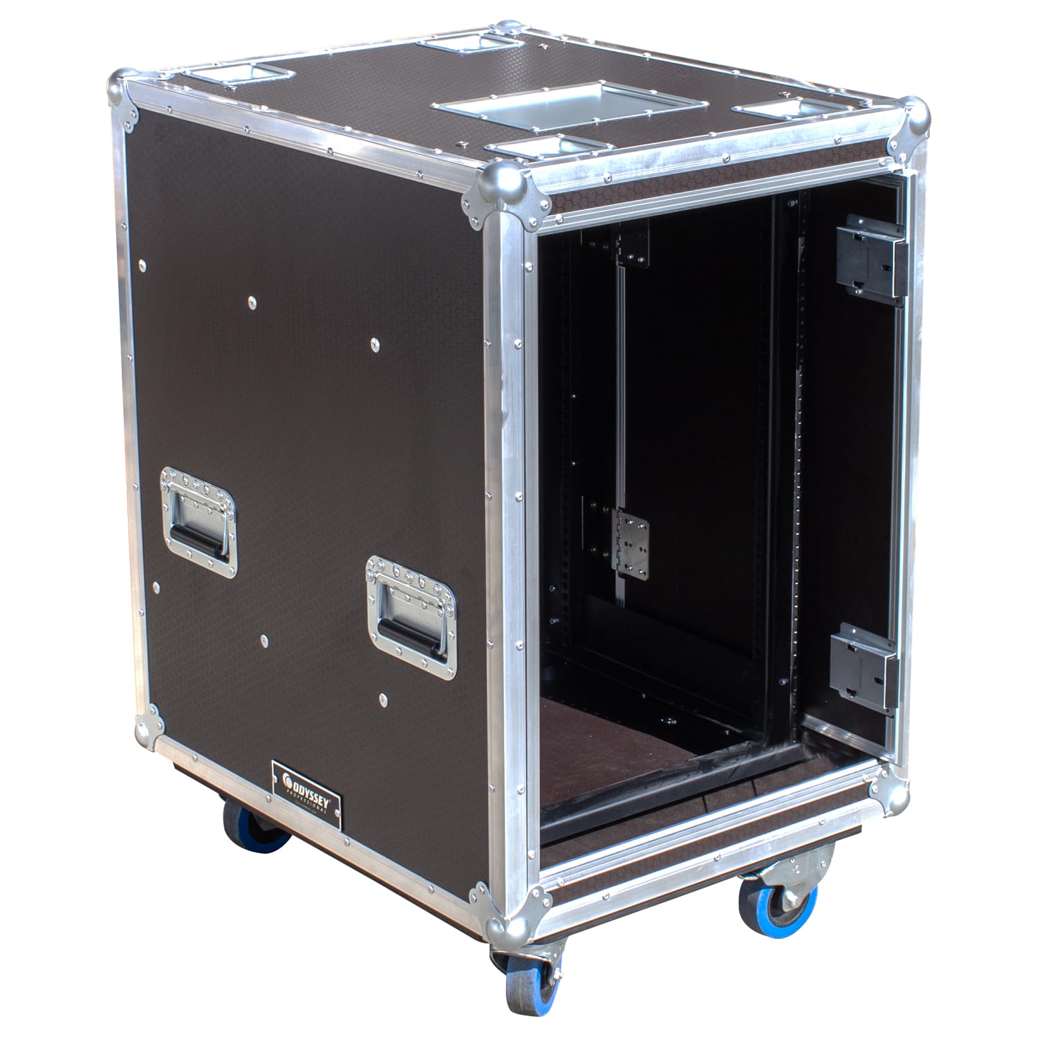 Odyssey Professional 24" x 30" x 39" 16U Brown Hex Board Slam Rack with Caster Wheels