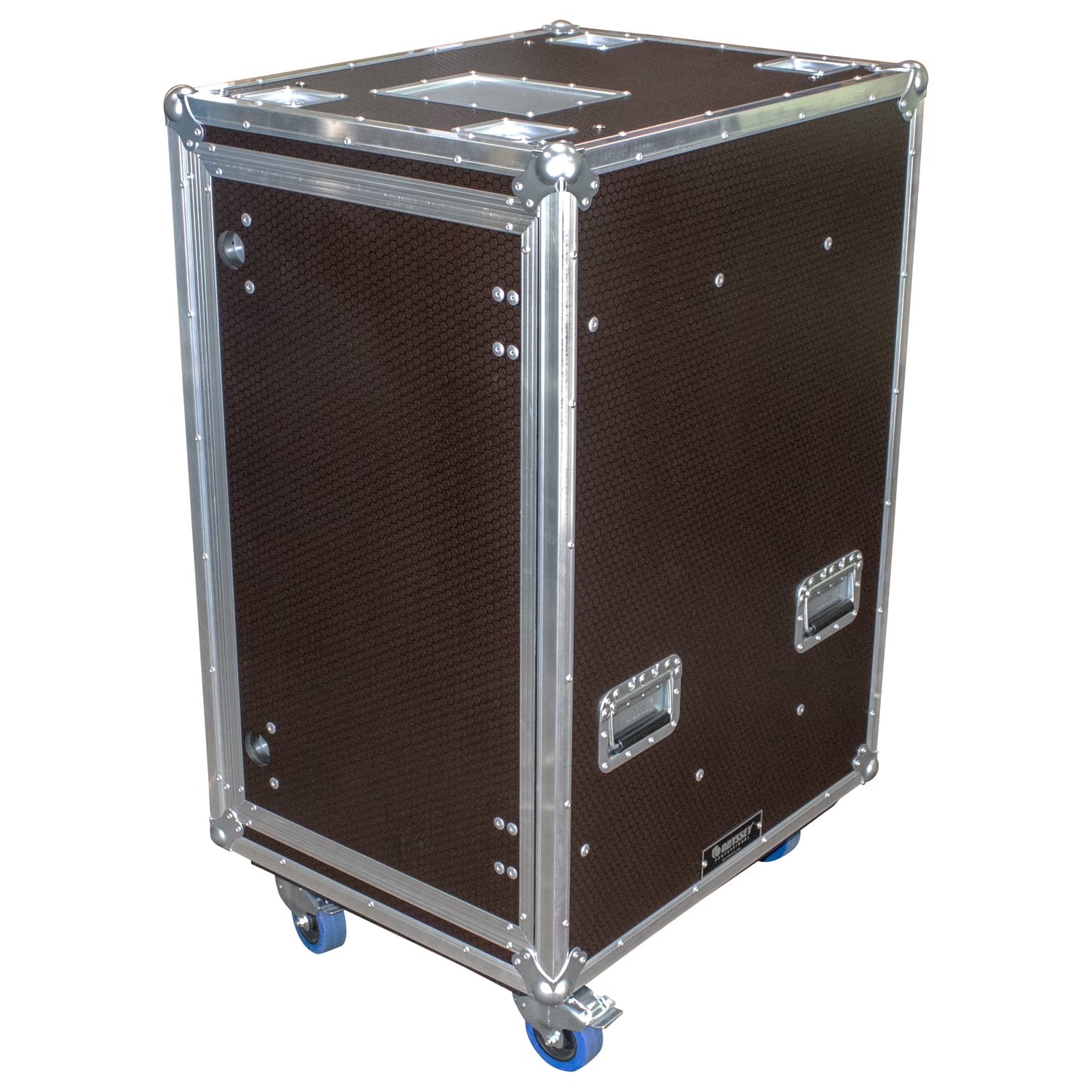 Odyssey Professional 24" x 30" x 46" 20U Brown Hex Board Slam Rack with Caster Wheels - Image 3