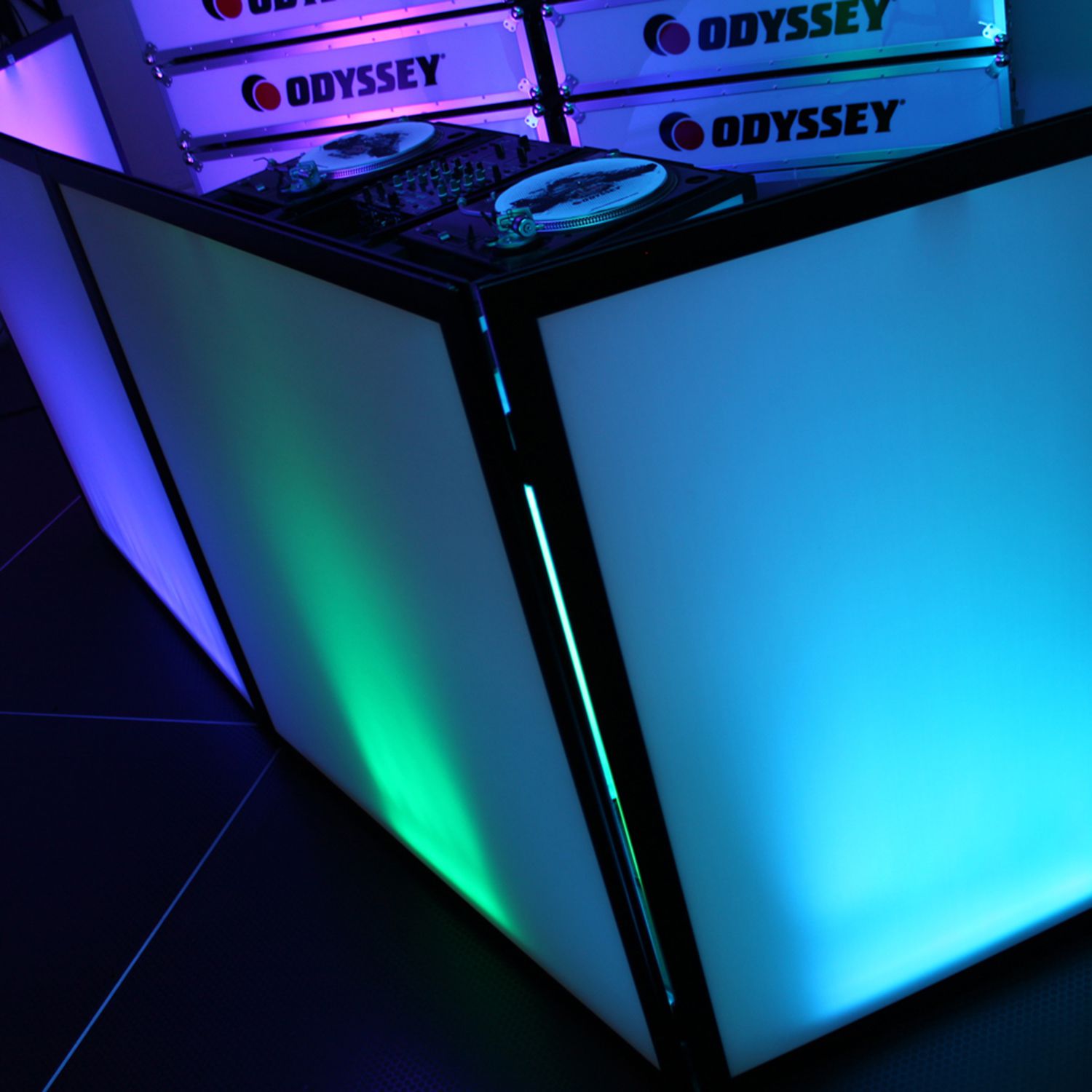 96" W x 46" H White Pro DJ Facade with Black Frame - Image 7